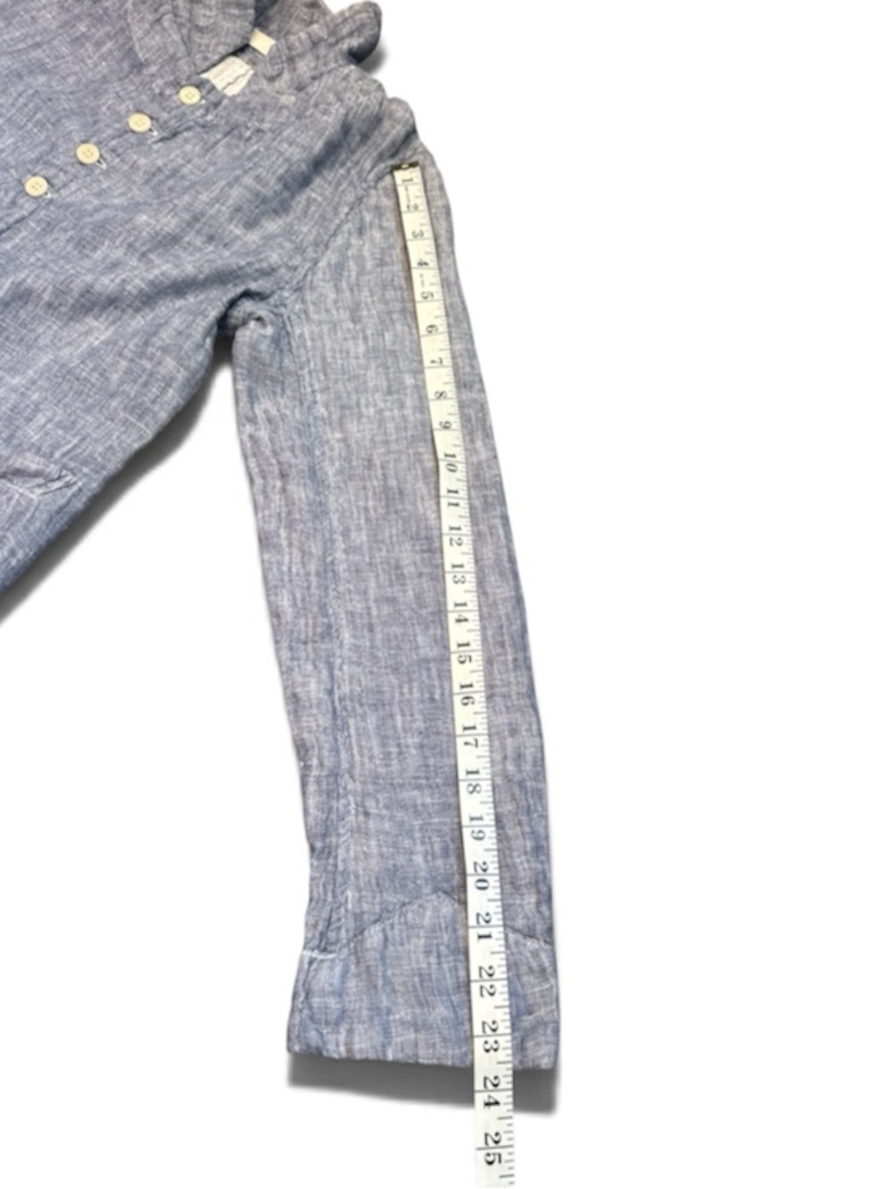 CP Shades Washed Light Blue Linen Button-Front Jacket - Picture 7 of 11